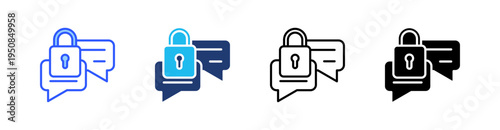 Encrypted Multi Style Icon Set Vector 
