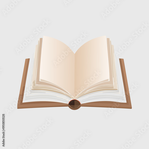 Open book with blank pages on a plain background