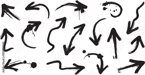 Hand-Drawn Grunge Arrow Vectors, Sketchy Directional Arrows Clip Art Set