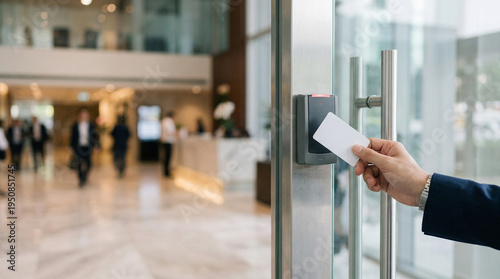 Wallpaper Mural Hand swipes card near glass door Torontodigital.ca