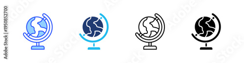 Globe Multi Style Icon Set Vector 