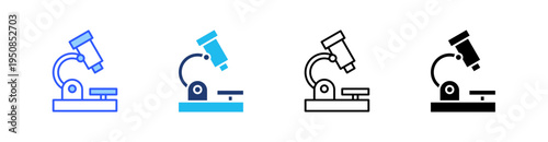 Microscope Multi Style Icon Set Vector 