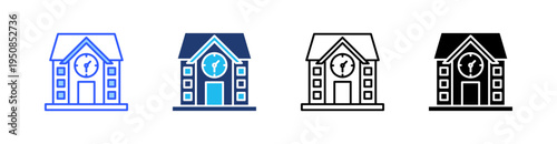 Highschool Multi Style Icon Set Vector 