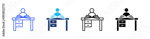 Reading Multi Style Icon Set Vector 