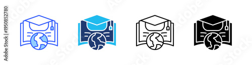 Study Multi Style Icon Set Vector 