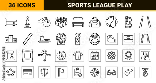 Professional Ten-Pin Bowling Niche Minimalist Monoline Symbols for Sports Interface Design and Tournament Branding