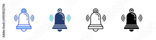 Bell Multi Style Icon Set Vector 