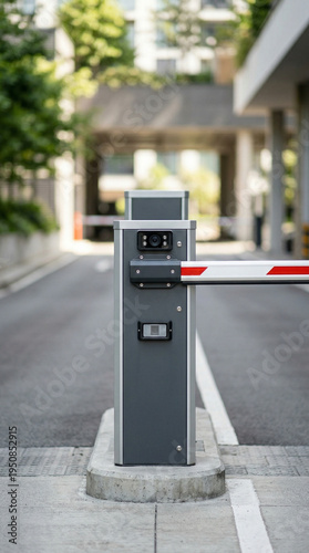 Modern gate barrier stands ready for entry