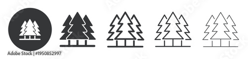Pine Forest thin line and solid icon. Multi series icon. Web minimal icon