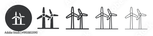 Renewable Energy Wind Turbines thin line and solid icon. Multi series icon. Web minimal icon
