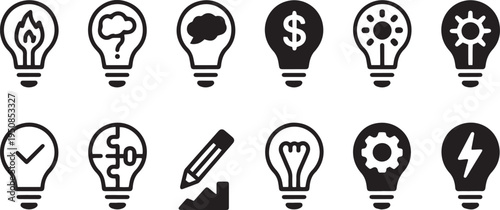 Critical thinking icon set. Problem solving & logic symbol. Vector illustration