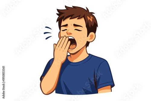 A man yawns widely in a moment of tiredness or boredom indoors.