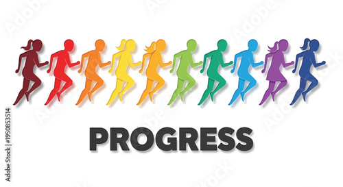Set of 10 colorful human progress icons vector