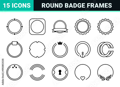 Minimalist Monoline Circular Branding Frames and Badge Borders for Professional Identity Systems and Technical Graphic Assets