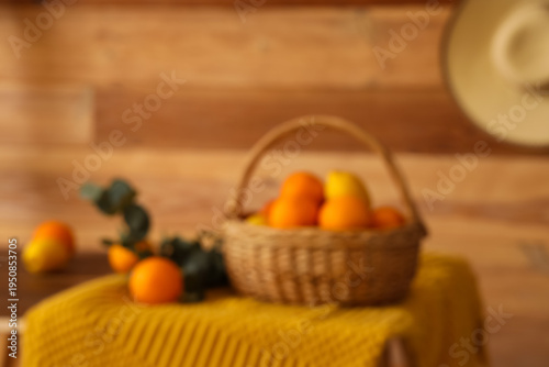 Wicker basket with lemons a...