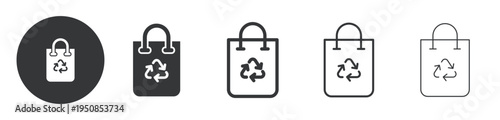 Recyclable Shopping Bag thin line and solid icon. Multi series icon. Web minimal icon