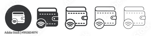 Wireless Digital Wallet thin line and solid icon. Multi series icon. Web minimal icon
