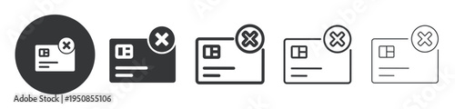 Rejected or Canceled Card thin line and solid icon. Multi series icon. Web minimal icon