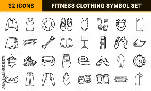 Minimalist Dance Apparel and Athletic Gear Monoline Symbols for Digital Interface and E-commerce Design