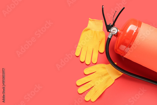 Fire extinguisher and glove...