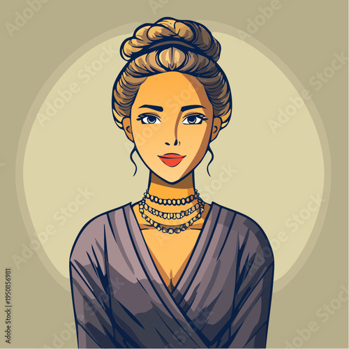 a sculpted profile bathed in bold jewel tones, capturing couture refinement and the elevated drama of modern fashion illustration