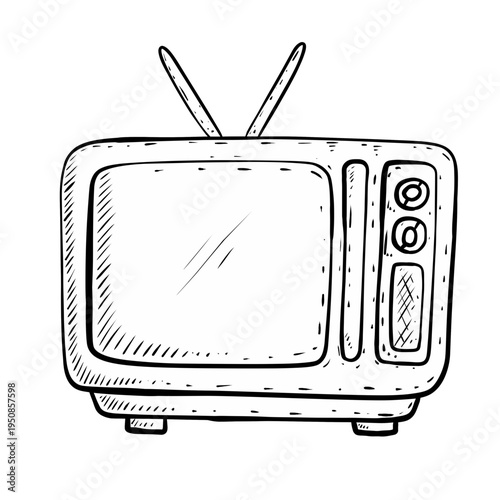 Sketch retro tv set