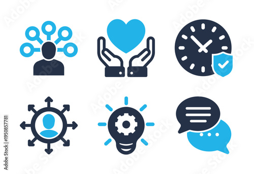 Idea Solutions and Human Values icon set. Solid glyph series icons