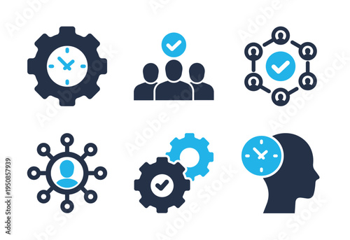 Project Management and Efficiency icon set. Solid glyph series icons