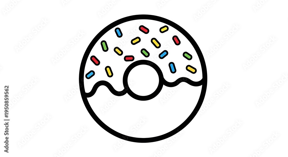 Obraz premium Donut with colorful sprinkles icon.