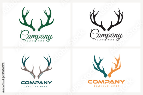 Collection of deer antlers logo design, Deer antlers company logo set.