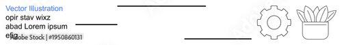 Workflow automation, task management, productivity tools, design process, teamwork, business operations. Gear icon alongside abstract shapes and a potted plant. Workflow automation and task