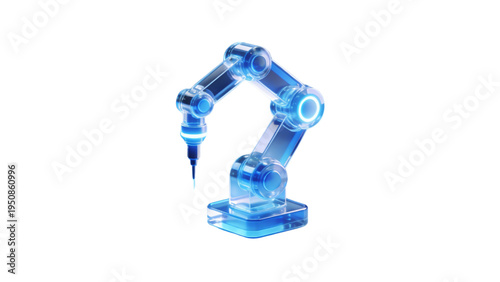 Blue High-Tech Robotic Arm for Smart Factory and Precision Manufacturing
