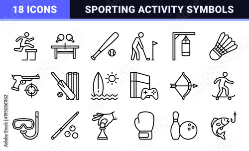 Professional Minimalist Athletic Symbols for Sports Apps and Gaming Interfaces featuring Technical Monoline Geometry and High Clarity Outlines