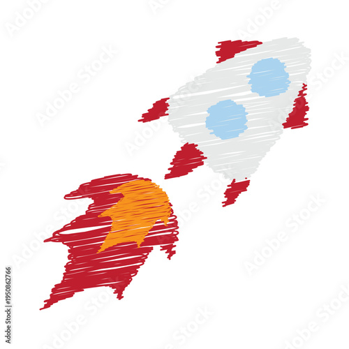 Cute Scribble Rocket Ship