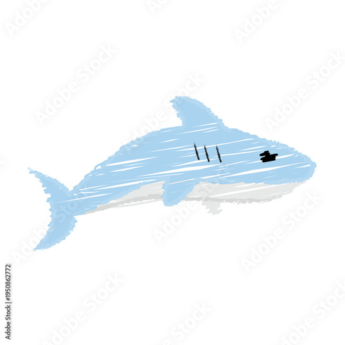 Cute Scribble Blue Shark