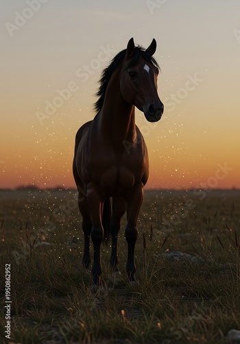 Brown horse standing alone in a field during sunset animal background animal poster background for poster