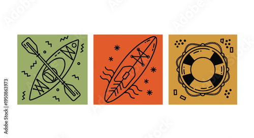 Set of 3 summer activity icons vector