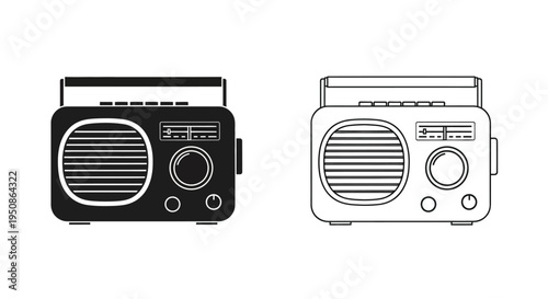 Vintage radios in contrasting styles a striking black silhouette