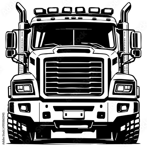 Front view of a heavy duty towing truck with symmetrical composition