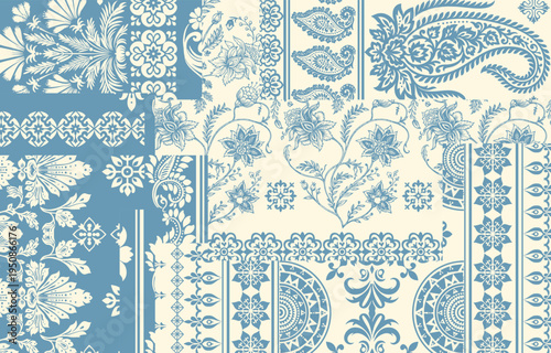 Motifs Ikat floral paisley embroidery floral. ikat ethnic Saree Sarong oriental pattern traditional.Ikat embroidery style abstract embroidery design for texture,fabric,clothing,wrapping,decoration