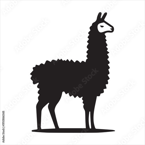Beautiful modern llama logo. Simple and monochrome