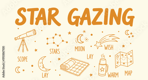 Set of star gazing icons vector