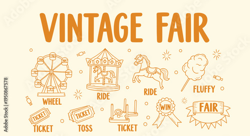 Set of 16 vintage fair icons vector