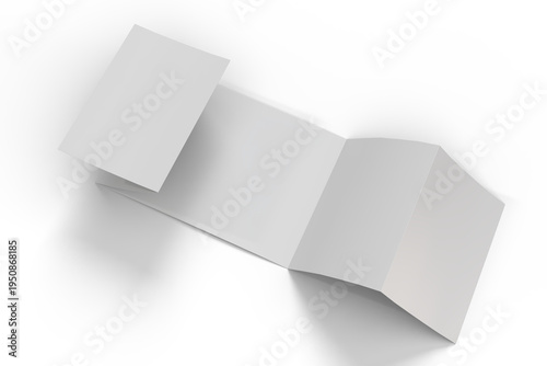 Obraz na plátně Blank five-fold brochure mockup with folded paper panels isolated on background