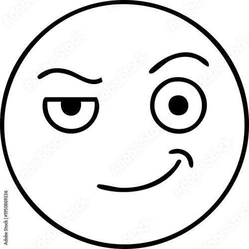 Cunning smile and suspicious face emoticon