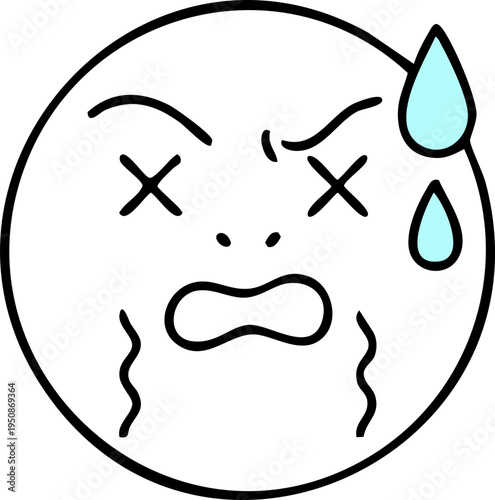 Stressed and sweating face emoticon