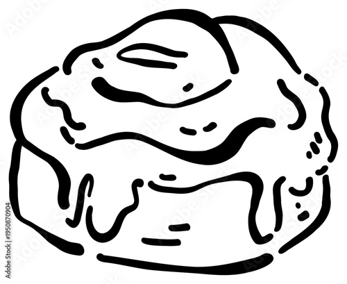 hand drawn iced donut simple doodle style illustration isolated on white background minimal sweet dessert sketch for bakery and cafe food