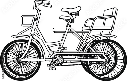 Tandem Bicycle for Family Transportation and Leisure.