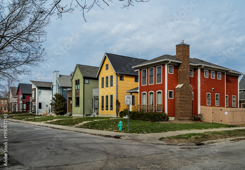 Foto A view of a gentrified neighborhood in Indianapolis, Indiana.