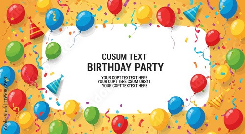 Colorful Balloons and Confetti Birthday Party.